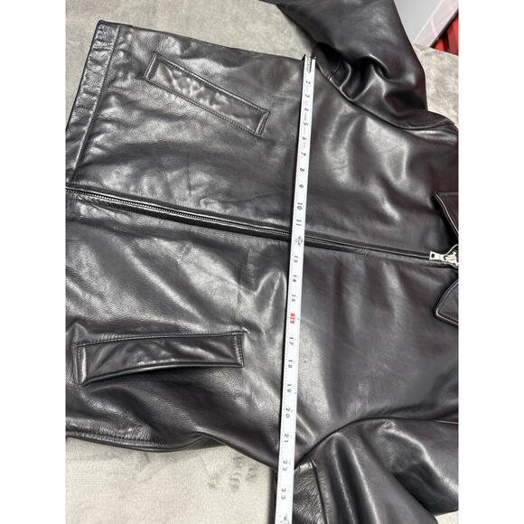 Banana Republic Black Leather Jacket Men’s Medium Classic Zip-Up Moto Style - Picture 10 of 12